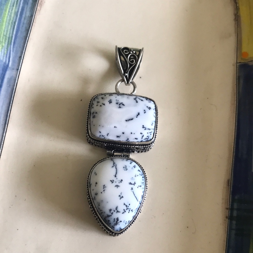 Navajo White Buffalo turquoise sterling pendant